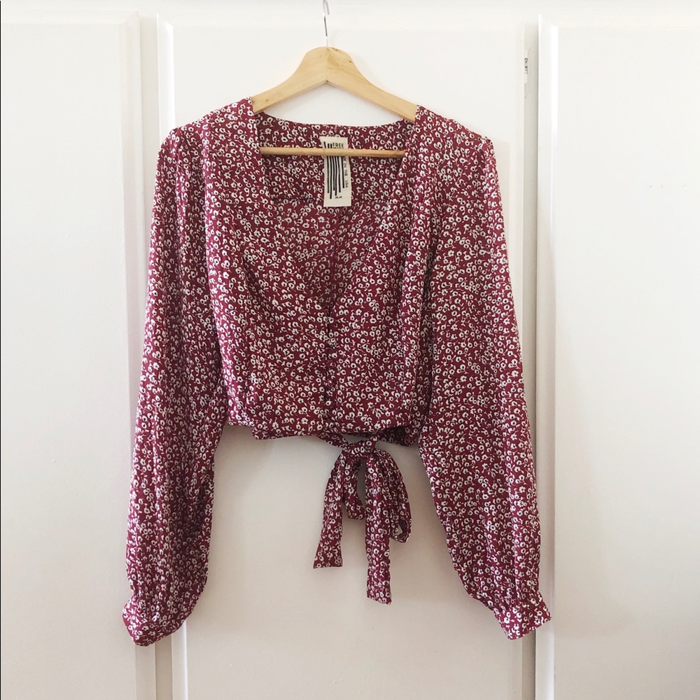 Free People Olvera Crop Wrap Blouse